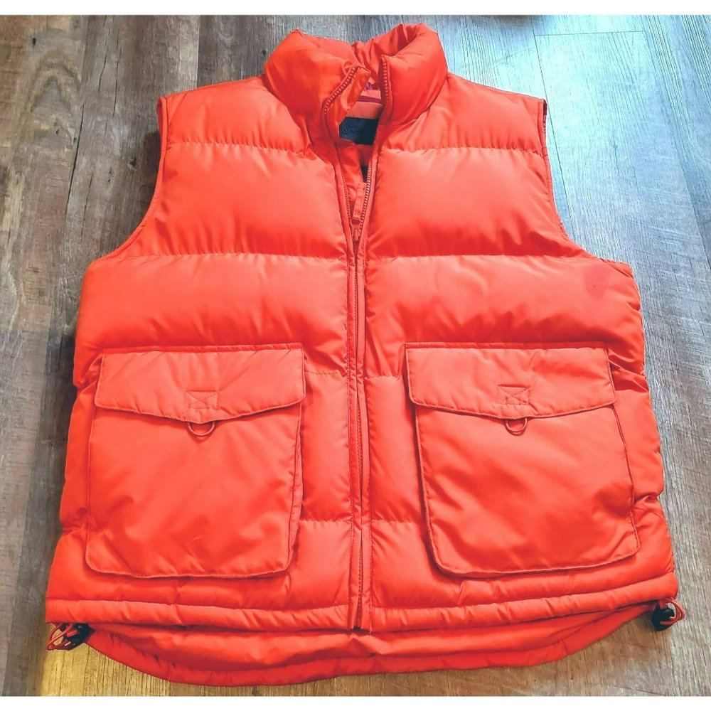 St Johns Bay Orange Puffer Vest Jacket Size MEDIUM Back to the Future Zipper / S - Picture 1 of 8